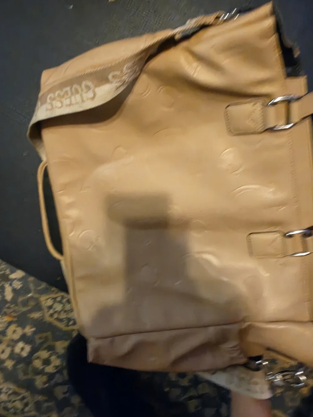 GUESS debossed logo diaper bag tote